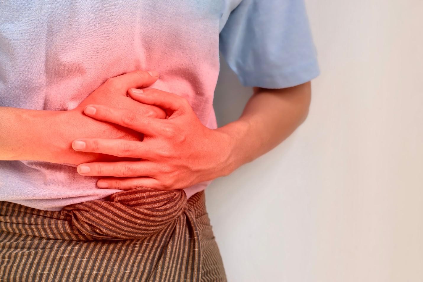location of typical gallbladder pain in the upper right abdomen.